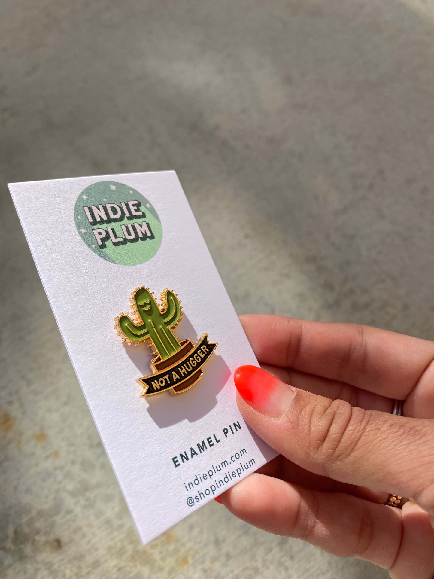 Not A Hugger Cactus Pin